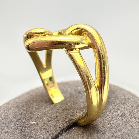 VTG Gold Plated Gold Tone Open Heart Scroll Ring Size 6.5 - Picture 7 of 11